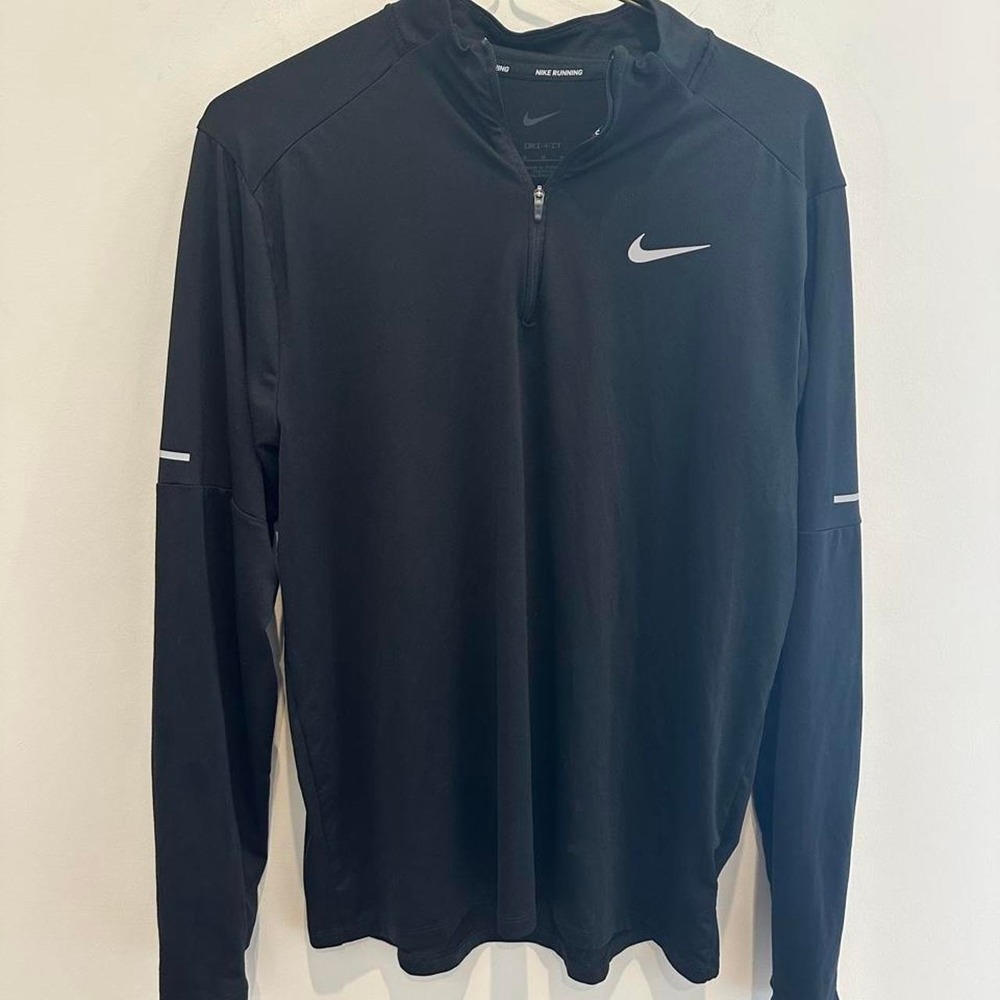 Nike Running Dri Fit Mens Black Quarter Zip Long Sleeve Pullover Size M